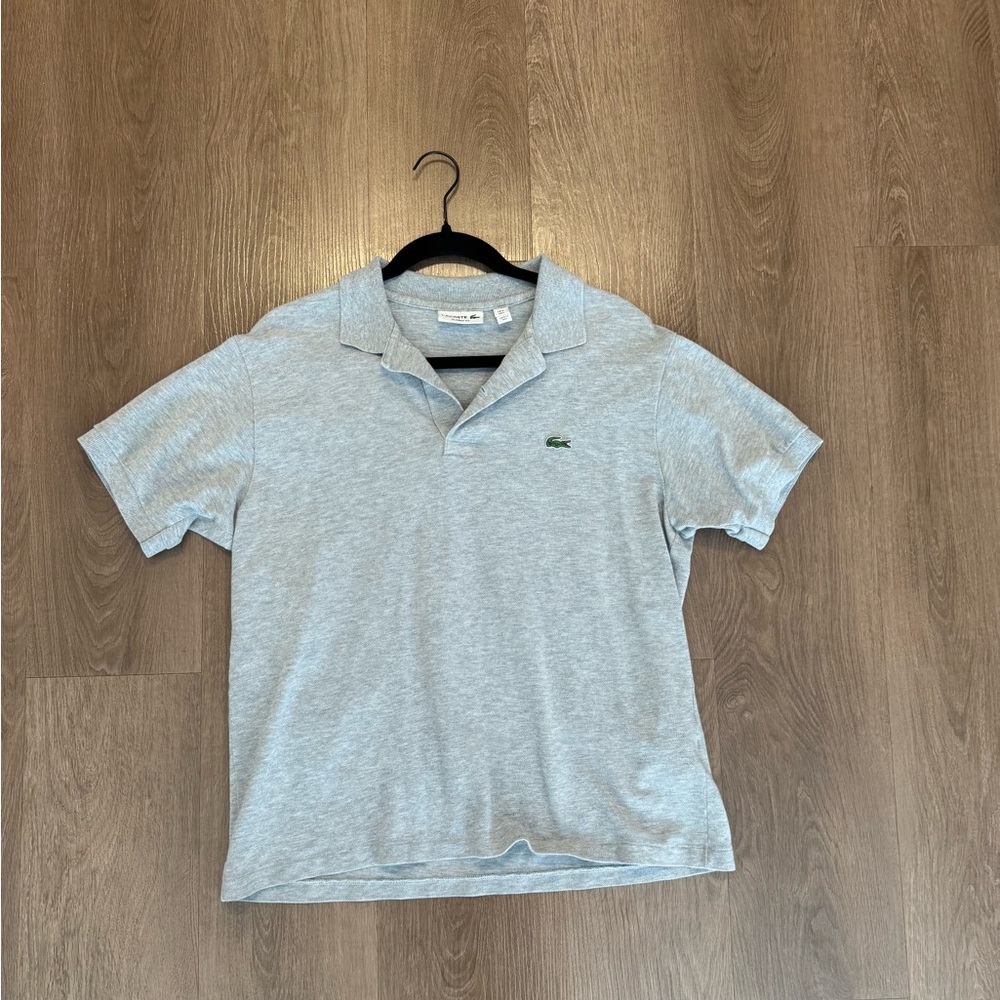 Lacoste Polo Shirt Men's Large Gray Classic Fit Short Sleeve Stretch Casual